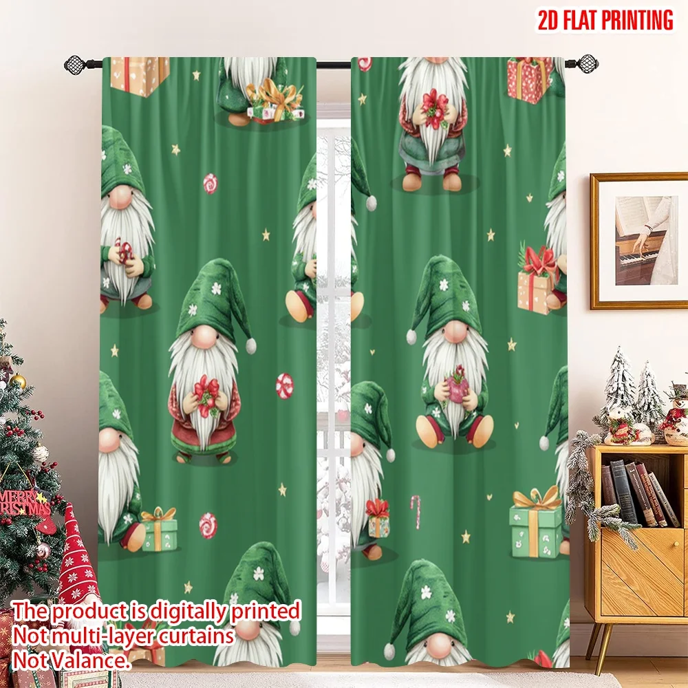 

2pcs 2D flat printing Merry Christmas Popular Drapes Christmas Gnomes Gifts Candy Canes Fabric Without Electricity Family Party