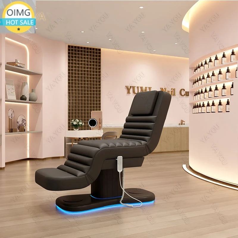 Eyelash Extension Bed 3 Motor Electric Massage Beauty Bed PU Leather LED Light for Lash and Facial Massage and Therapy Bed