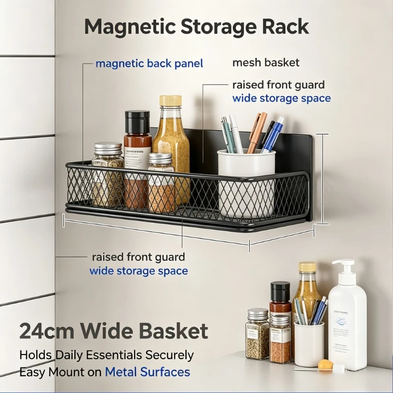 Strong Magnetic Attachment: No drilling or adhesive needed. Instantly attaches to the side of your fridge without leaving marks.