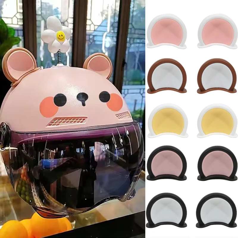 

4Pcs Motorcycle Helmet Decoration Bear Ears Electric Bike Helmet Stickers Decor Cute Multicolor Motorcycle Helmets Accessories