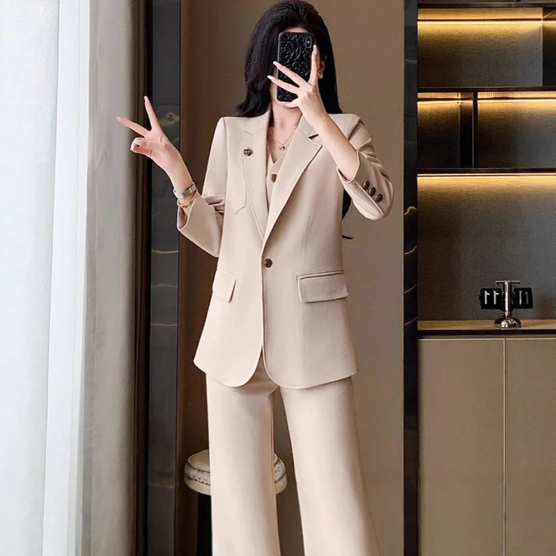 High-end Women's Suit Vest Set2025New Autumn and Winter High-end Fashion Formal Three-piece Suit Workwear