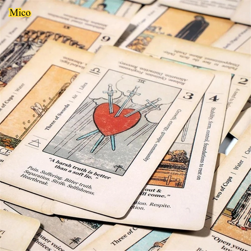 

2026 Retro Tarot Card Set Guide - Beginner Divination Gift Desktop Decoration 10.5x6.5cm 78 Cards