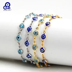 Lucky Eye Blue Turkish Evil Eye Charm Bracelet Adjustable Alloy Chain Bracelet for Women Men Jewelry pulseras bijoux צמידים