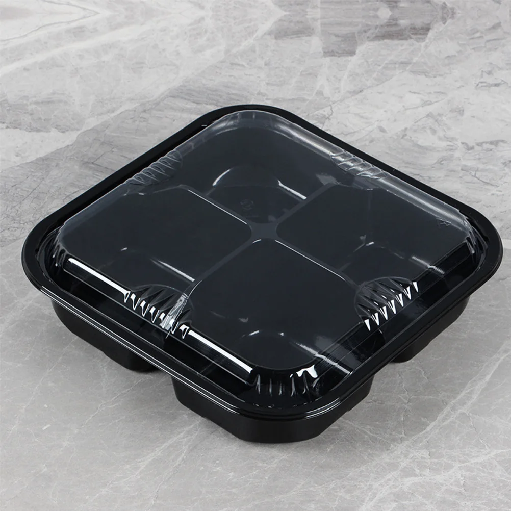 

5pcs Fruit Salad Packaging Box Four-Grid Plastic Container With Lid Leak-Resistant Food Storage Case For Fresh Fruits Vegetables