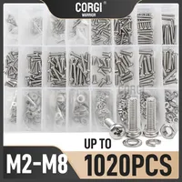 Up to 1020 M2 M2.5 M3 M4 M5 M6 M8 Phillips Pan Head Machine Screws Assortment Kit Electricians Screw 304 Stainless Steel Washers