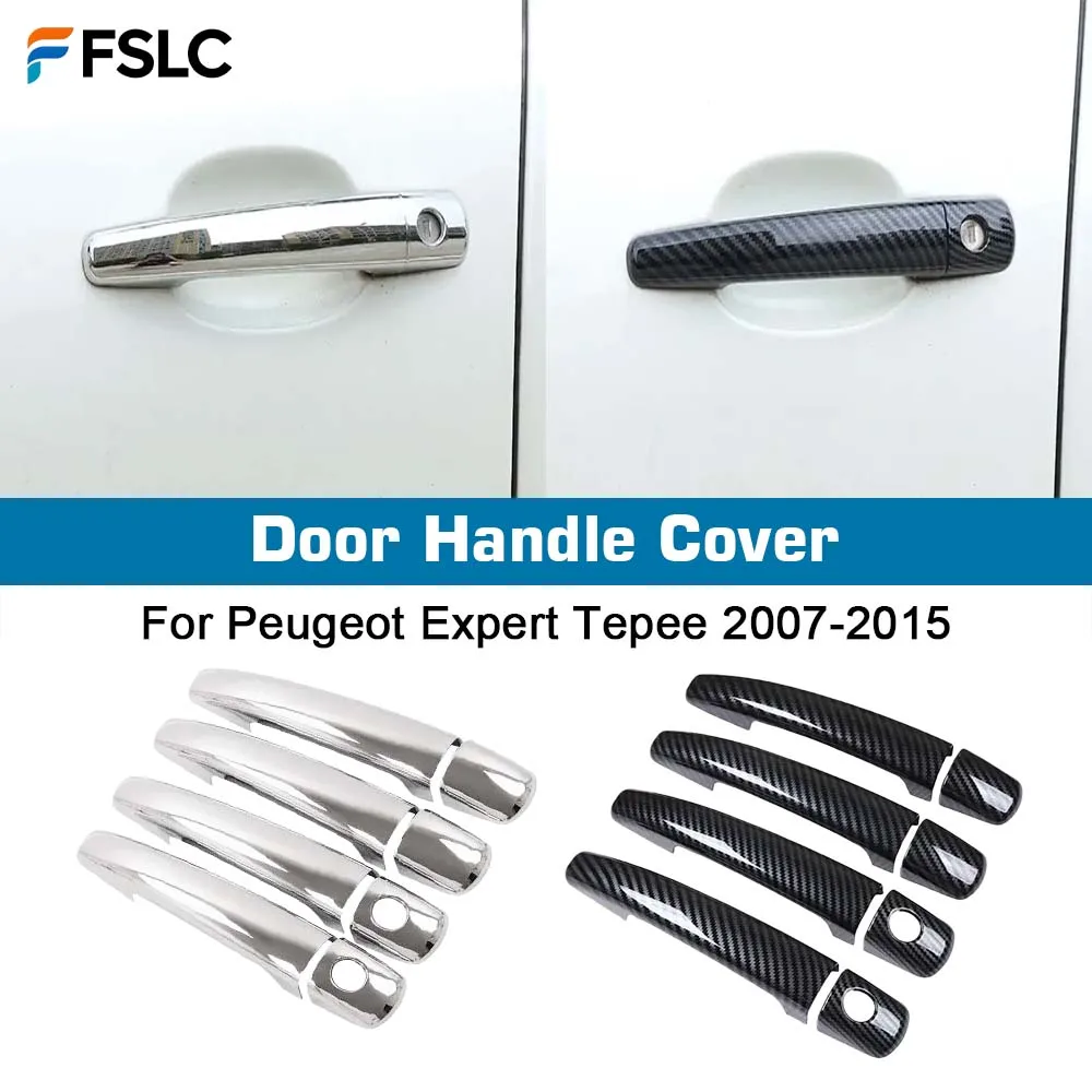⭐Genuine⭐ Car door Handles Cover For Peugeot Expert Tepee 2007- 2015 Chrome Carbon Fiber Trim Styling Stickers Auto Accessories