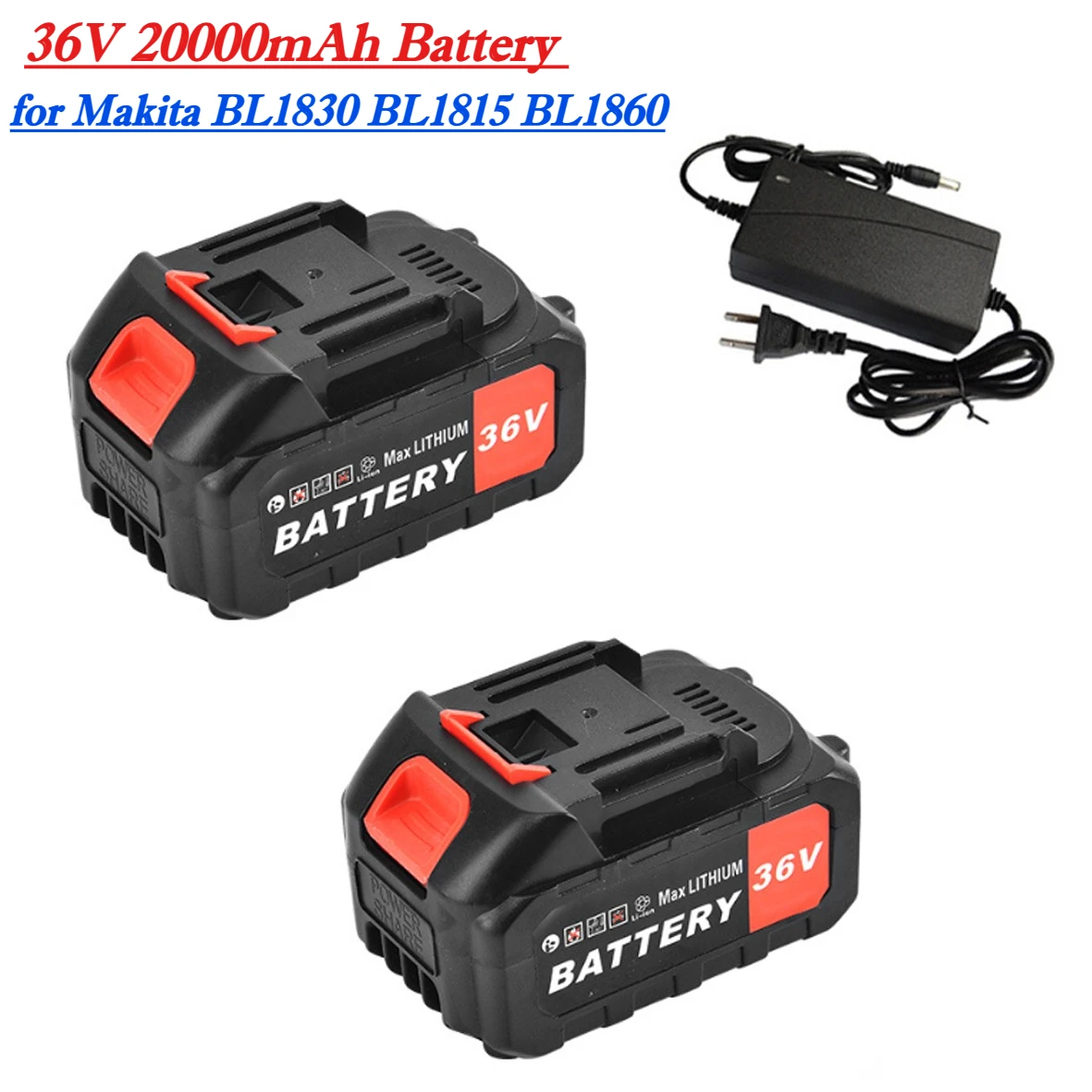 36V 20000mAh High-capacity Battery for Makita BL1830 BL1815 BL1860 BL1850 BL1840B Power Tool Rechargable Battery with Charger