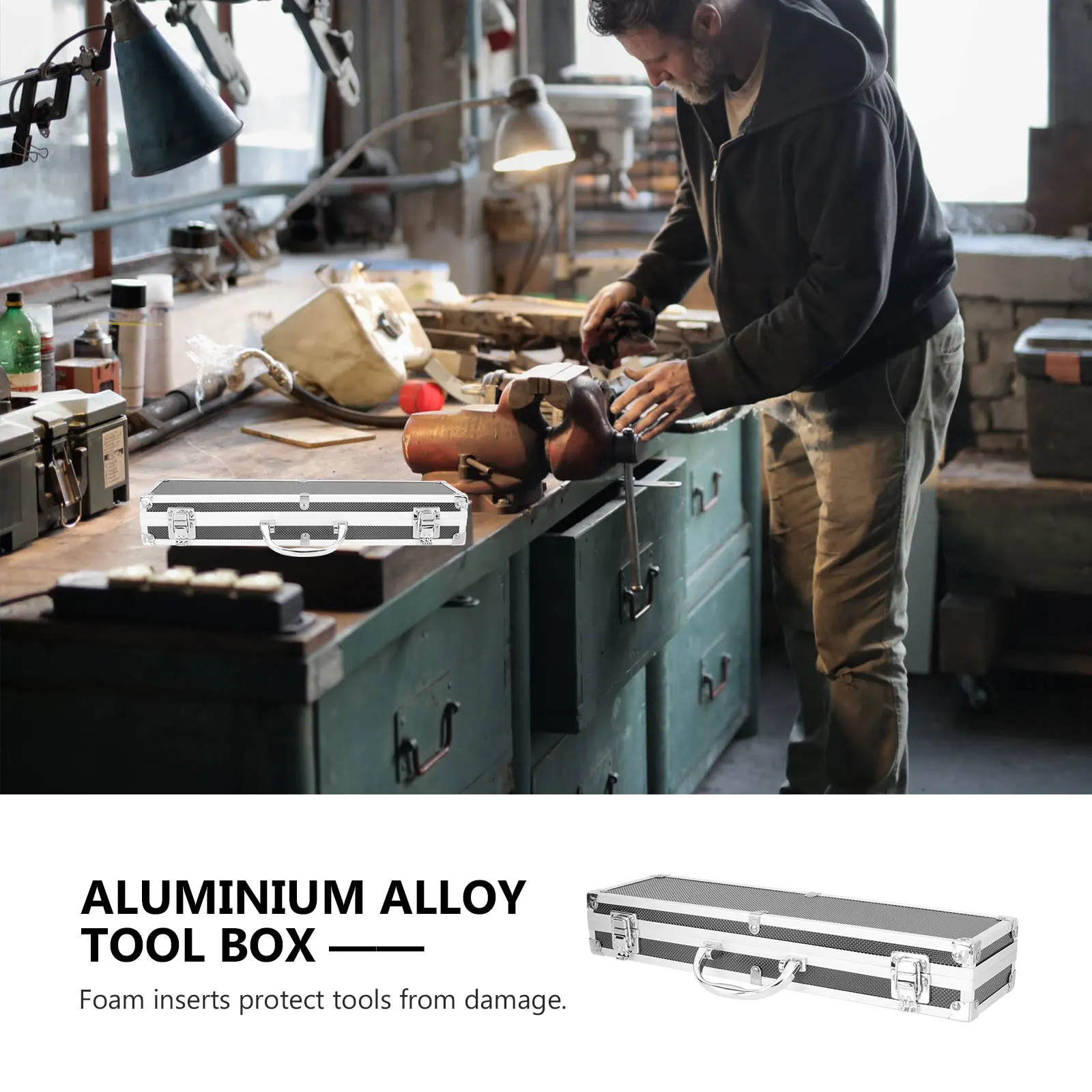 

Multi-Function Tool Box Portable Aluminum Alloy Tools Storage Box Reinforced Handle Durable Tools Container for Travel Work Home