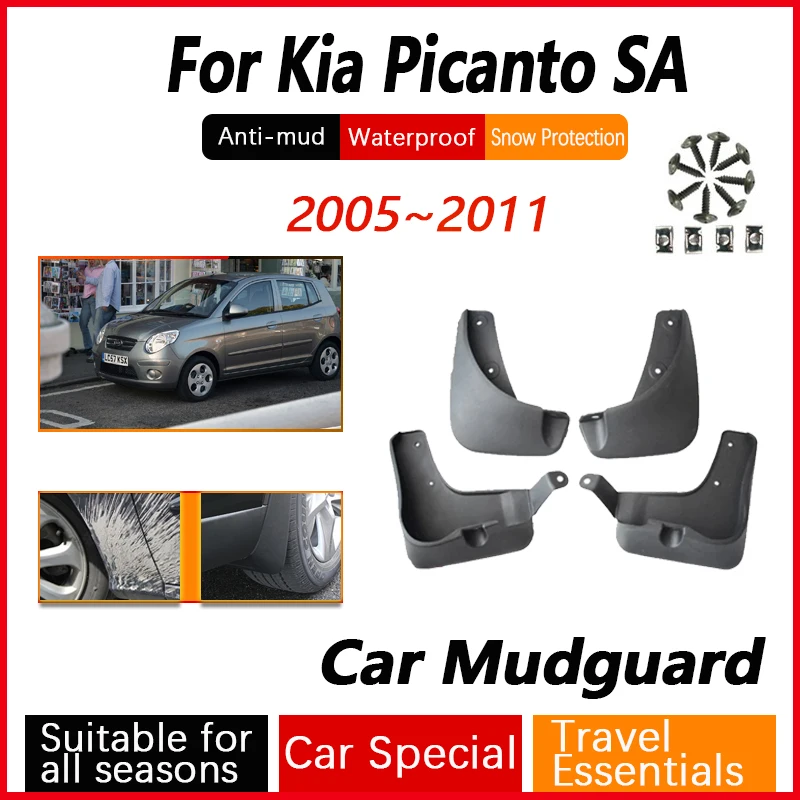 Anti-splash 2PCS For Kia Picanto Morning SA 2005~2011 Car Mud Guard Antifreeze Flap Splash Mudflaps Door Guards Auto Accessories