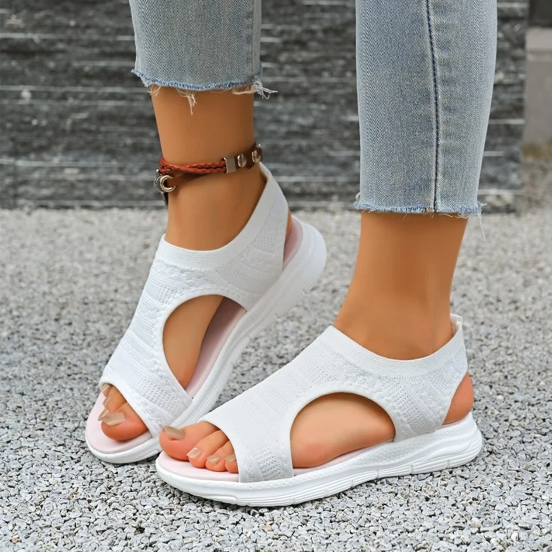 2026 New Knitted Mesh Casual Women's Sandals Summer Fashion Simple Style Casual Outdoor Comfort Women Shoes Сандалии Для Девочек