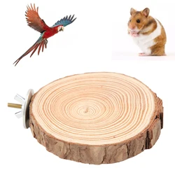 Round Wooden Squirrel Parrot Bird Perch Stand Platform Pet Bird Squirrel Chinchilla Parrot Wooden Pier Diving Platform