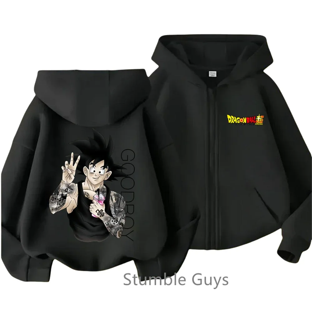 Dragon Ball Zipper felpa con cappuccio abbigliamento bambini primavera autunno bambini Anime felpa Cartoon Teen Kakarotto Vegeta Saiya felpa