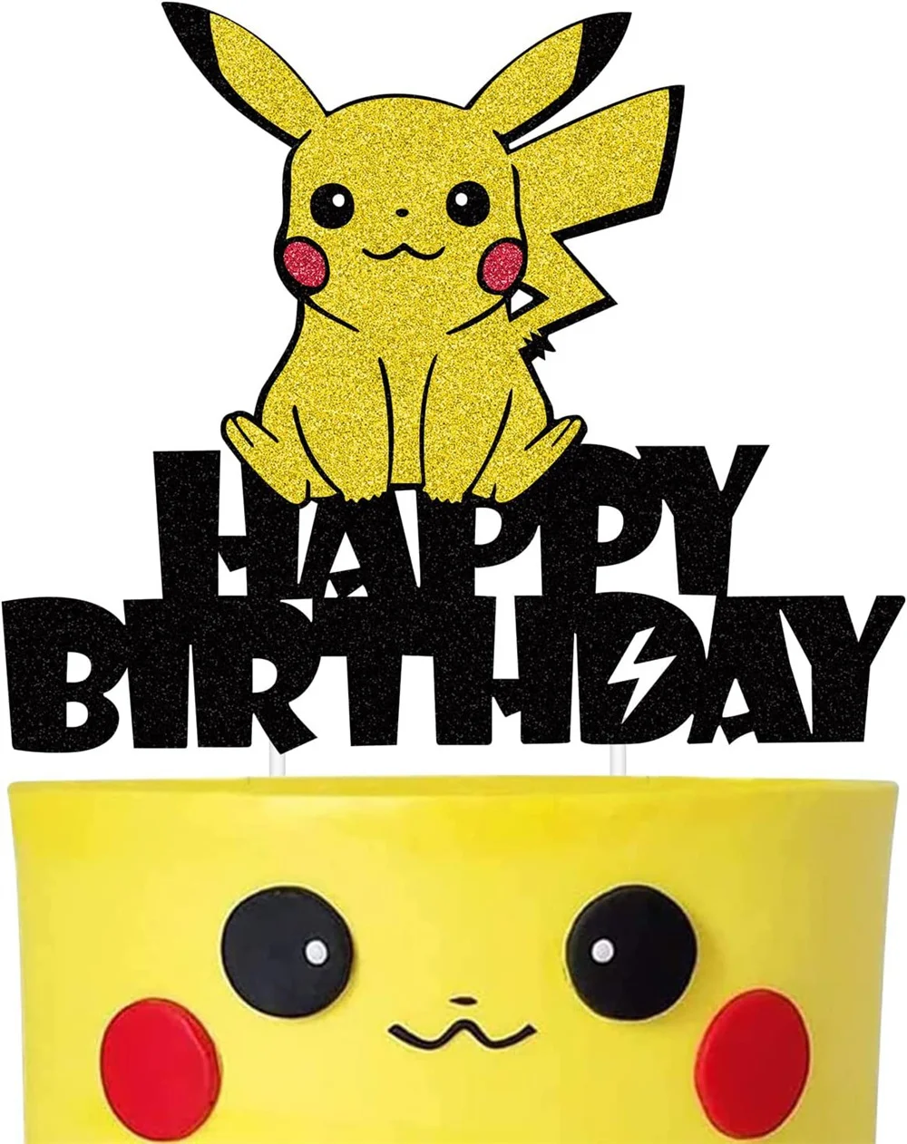 Pokemon Cake Topper Decoration Baby Shower Party Pikachu Figure Pokemon Happy Birthday Cake Topper Flag Kids Party Supplies