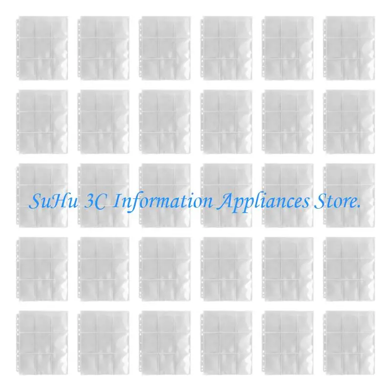  Card Organiser Album Refill Sleeves, Plastic Plastic Multi-Pocket Insert Pages, 30 Pieces for Business Card Storage and Filing