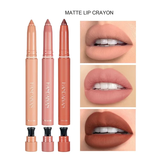 Imagen 2 del producto Lápiz labial mate de 12 colores, brillo de labios, rosa desnudo, mate, brillo de labios sólido, resistente al agua, lápiz labial de larga duración, maquillaje delineador de labios