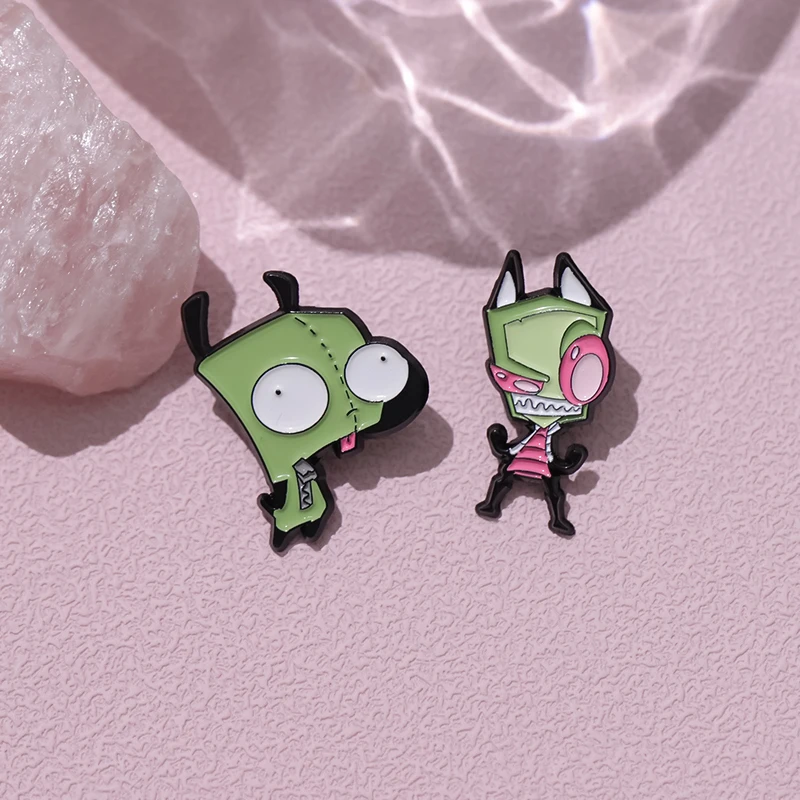 Invader ZIM Brooch Enamel Pins Funny Cartoon Animation Metal Badges Lapel Accessories Jewelry Pin Gift for Kids Wholesale Price