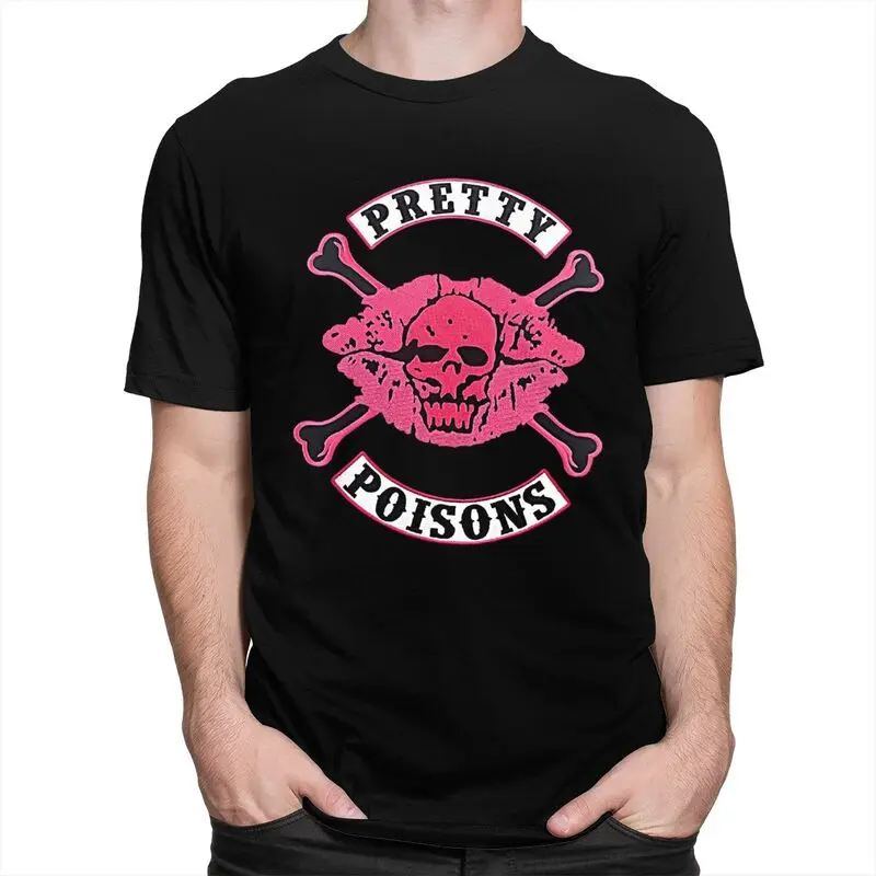 Custom Riverdale Pretty Poisons Skull Tshirts for Men Short Sleeves Leisure T Shirt Cool T-shirt Slim Fit 100% Cotton Tee Gift