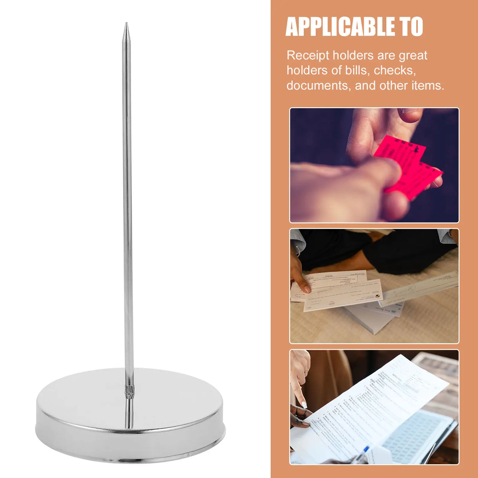 2Pcs Premium Iron Receipt Holder Spike for Restaurant Cashier Office Home Desk - Multipurpose Check Memo Note Ticket File
