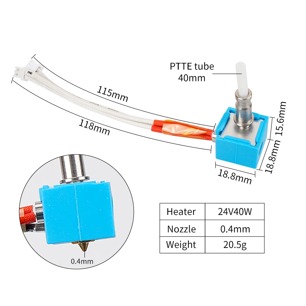 For Kobra Hotend 24V 40W Hotend Set For ANYCUBIC Kobra FDM 3D Printer 1.75MM for Feeding 3D printer Extruder