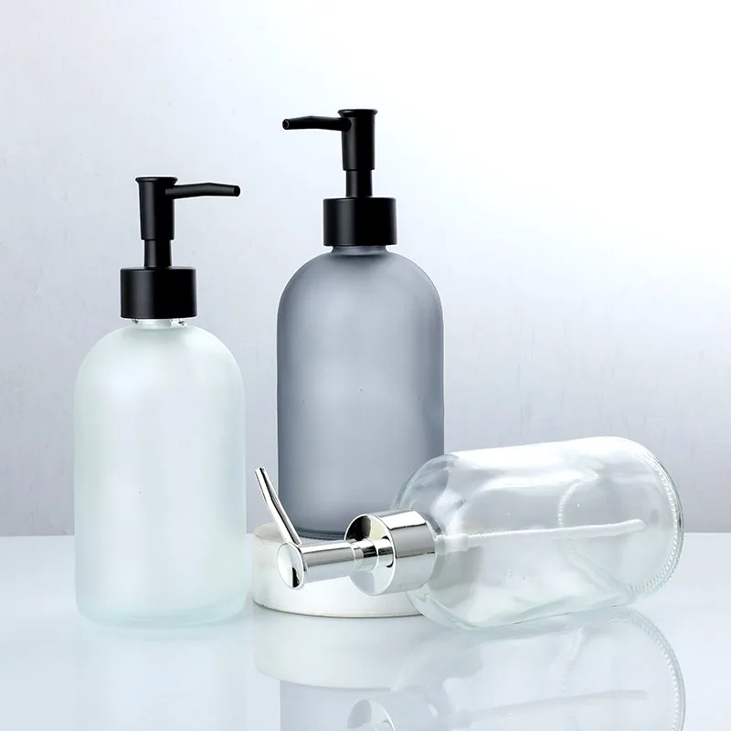 410ml Lotion Soap Dispenser Hotel Refillable Glass Hand Sanitizer Lotion Body Wash Empty Press Bottle Liquid Storage Container