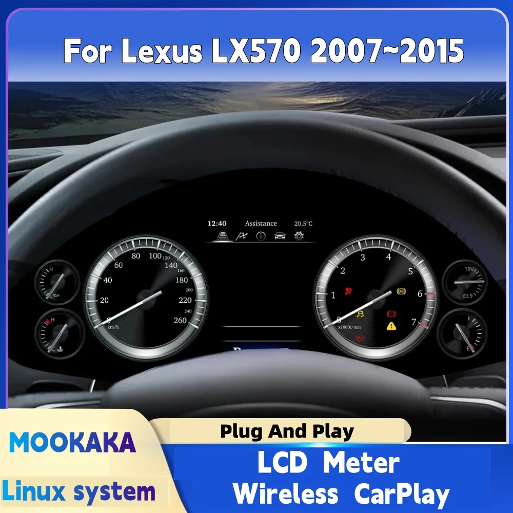 For Lexus LX570 2007 2008 2009 2020 2021 2022 2023 2024 2015 Car Cluster LCD Meter Virtual Cockpit Digital Instrument Panel