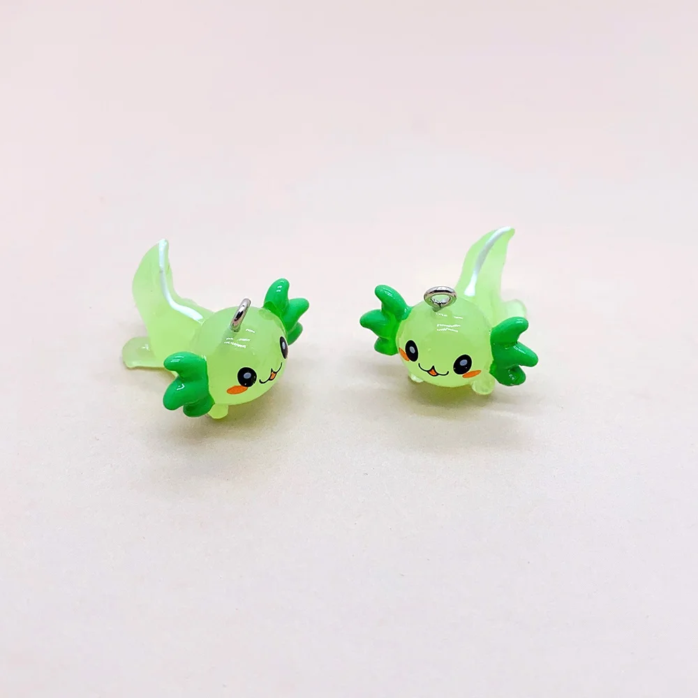 100pcs Bulk Wholesale Axolotl Fish Resin Charms Kawaii Marine Animal Pendant For Earring Keychain Diy Jewelry Make