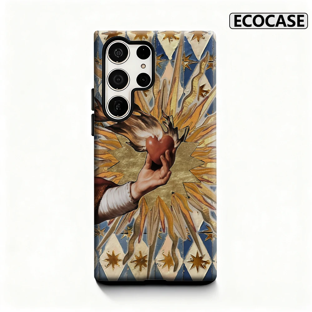 Sacred Heart Radiance Phone Case for Samsung Galaxy S25 Ultra S24 S23 Ultra Plus Glossy Double-layer Back Cover