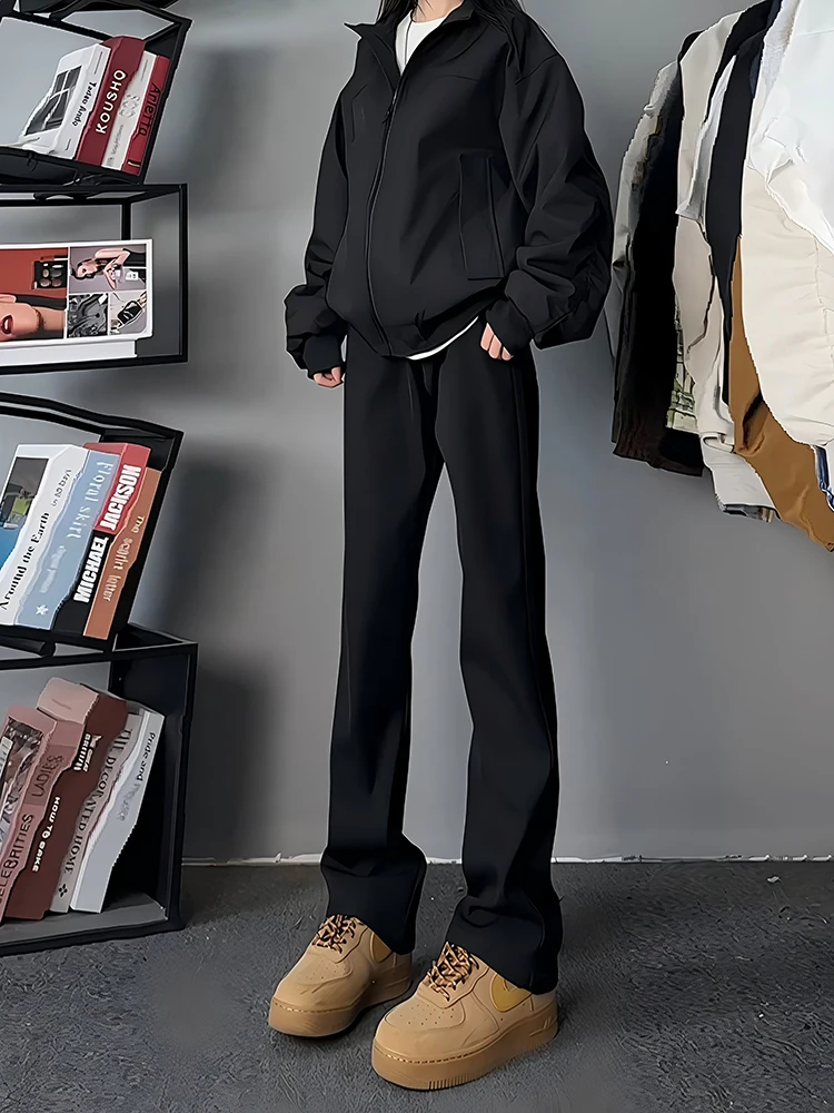 

Мужские брюки Bla прямого кроя, весенне-летние, повседневные, с расклешенными штанинами, длинные, стройнящие, струящиеся, с высокой талией, модные, повседневные