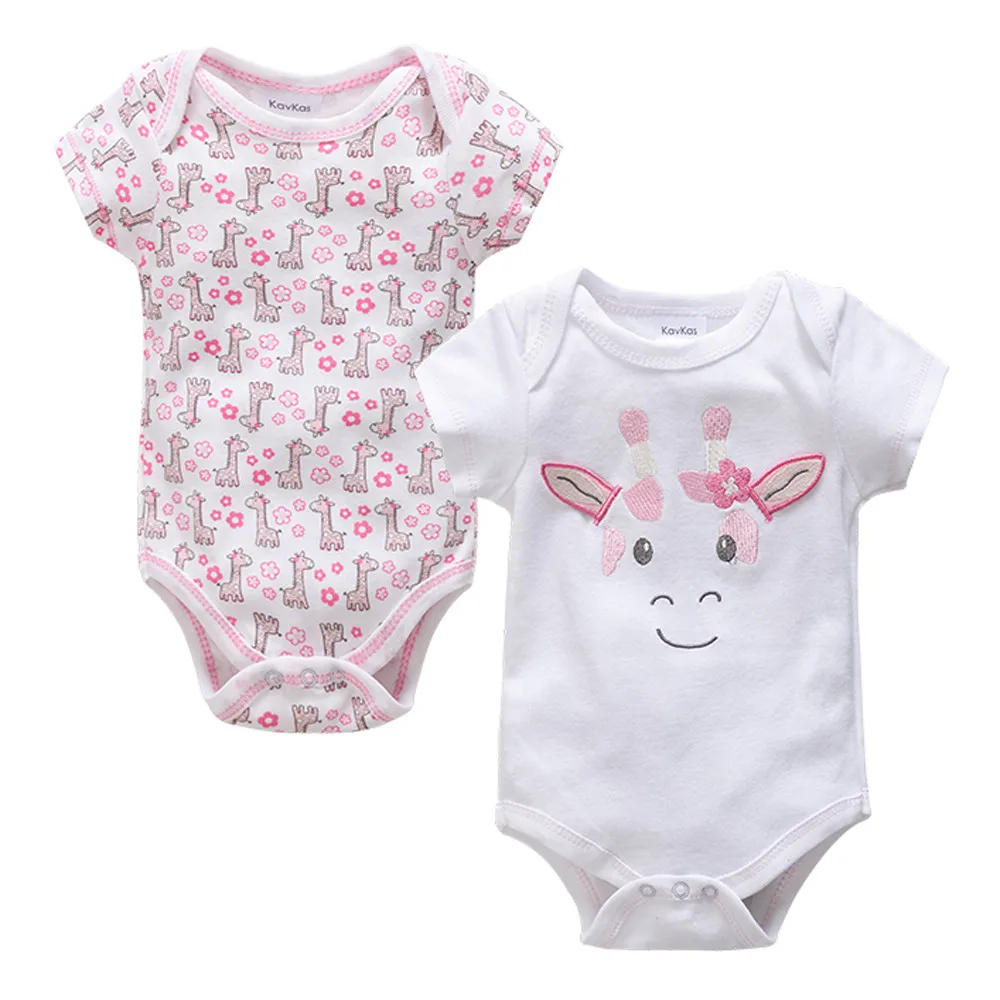 Summer 2 PCS/SET 100%Cotton Short Sleeve Newborn Bodysuit Cute Animal Print Infant Overalls Toddlers Jumpsuit