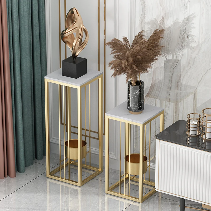 

Light luxury rock slab flower rack, living room floor-to-ceiling interior decoration ornament shelf, balcony multi-layer succule