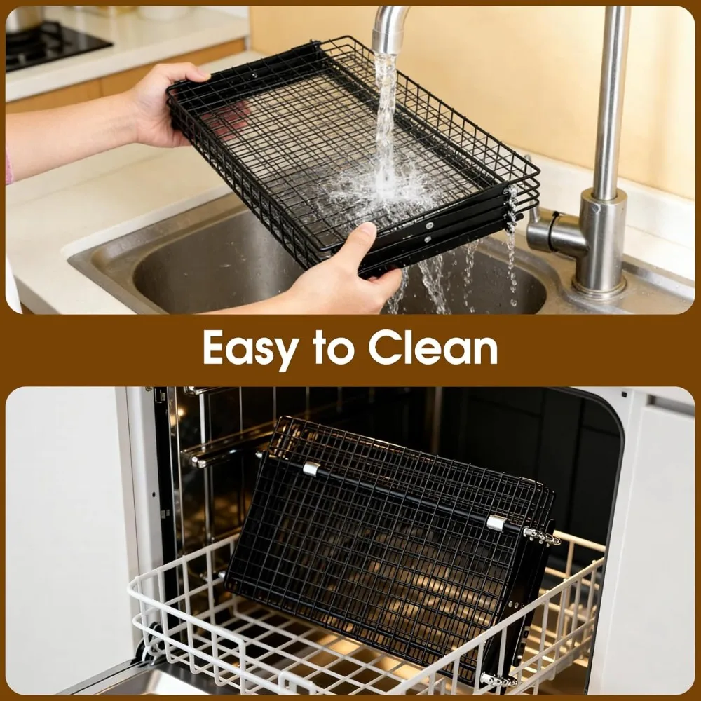4/5 Tier Collapsible Baking Cooling Rack Space-Saving Stainless Steel Baking Drying Rack Grid Mesh Rectangular