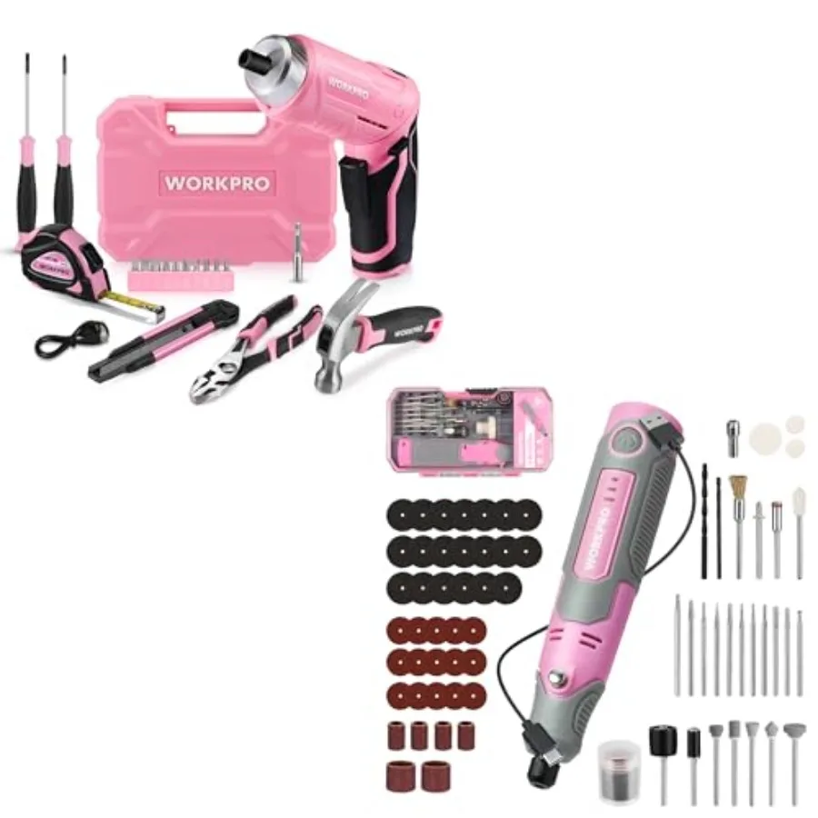 

Беспроводной роторный инструмент с набором из 71 аксессуара и 18 инструментов, включая электрическую отвертку 3.7В - розовый