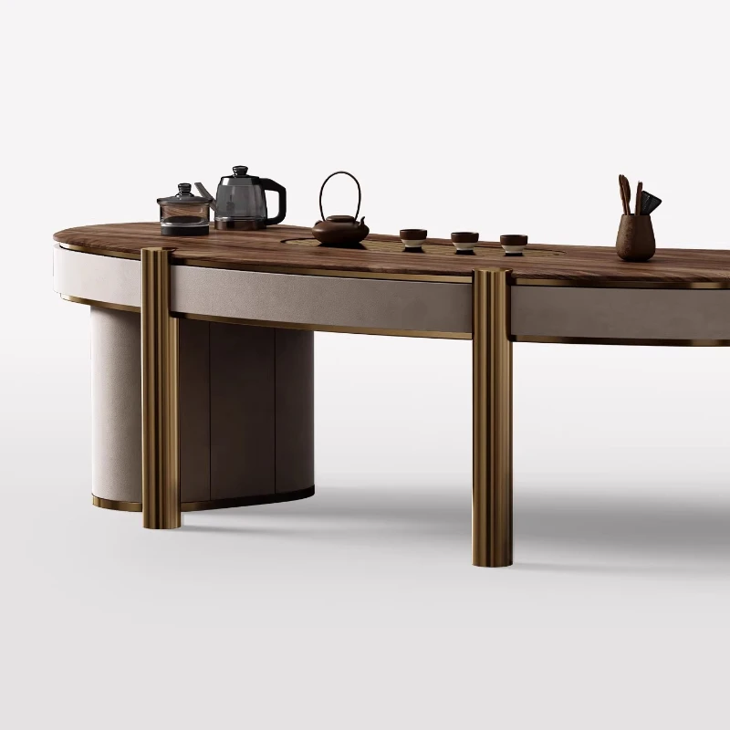 South American walnut tea table, the whole villa is matched with tea room series, light luxury medieval tea table and chair comb