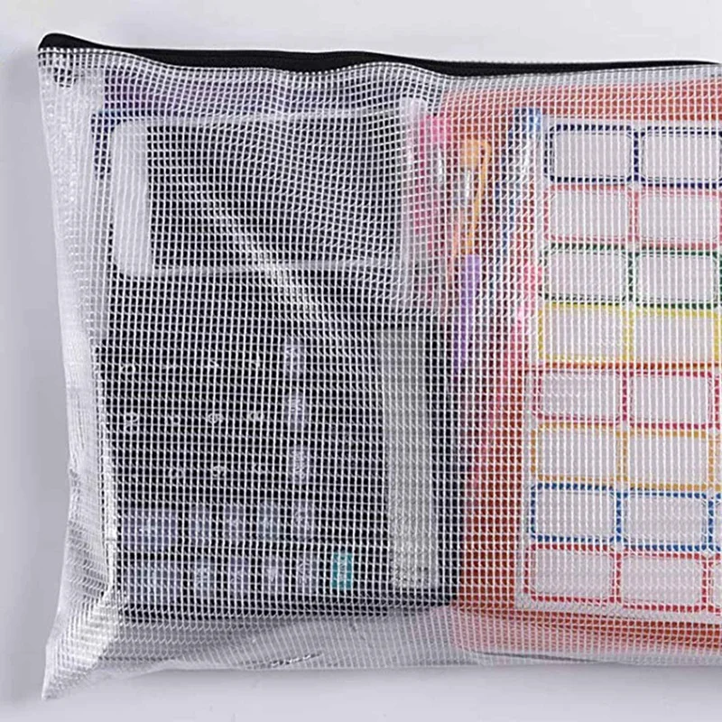 60PCS A3 Folder, Information Zipper Bag Plastic Wallet Mesh File Bag Zipper Bag Zipper Wallet