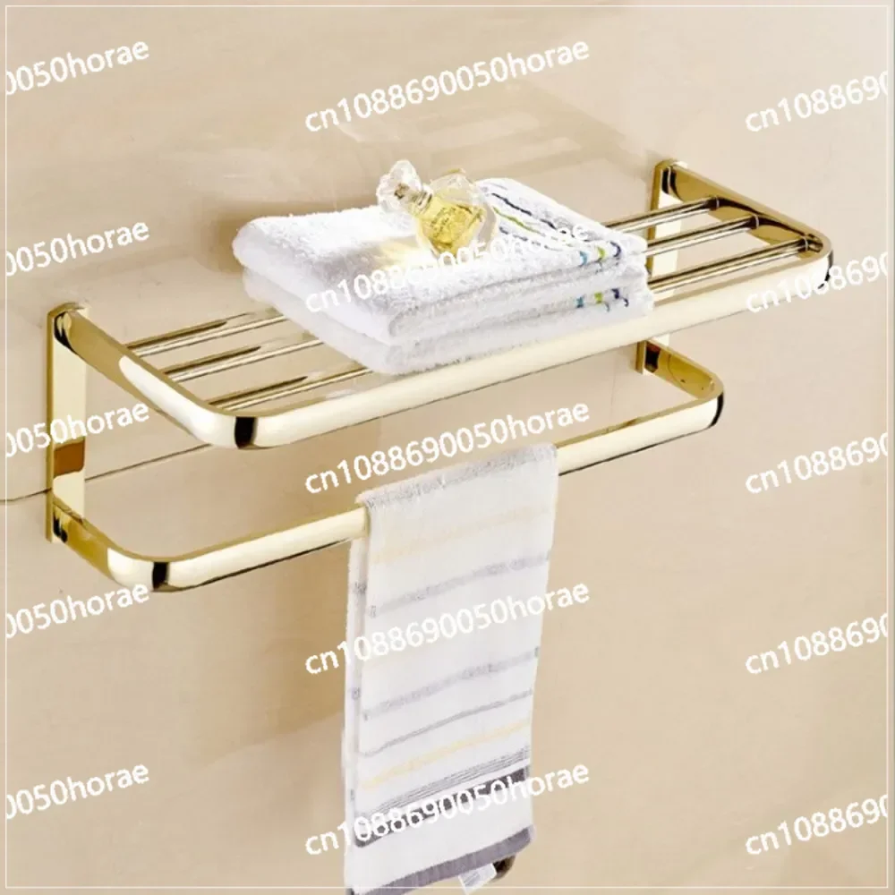 Full Copper Gold Bathroom Accessories European Wall-mounted Shelf Bathroom Hardware Pendant Set Paper Holders Toilet Brush Rack