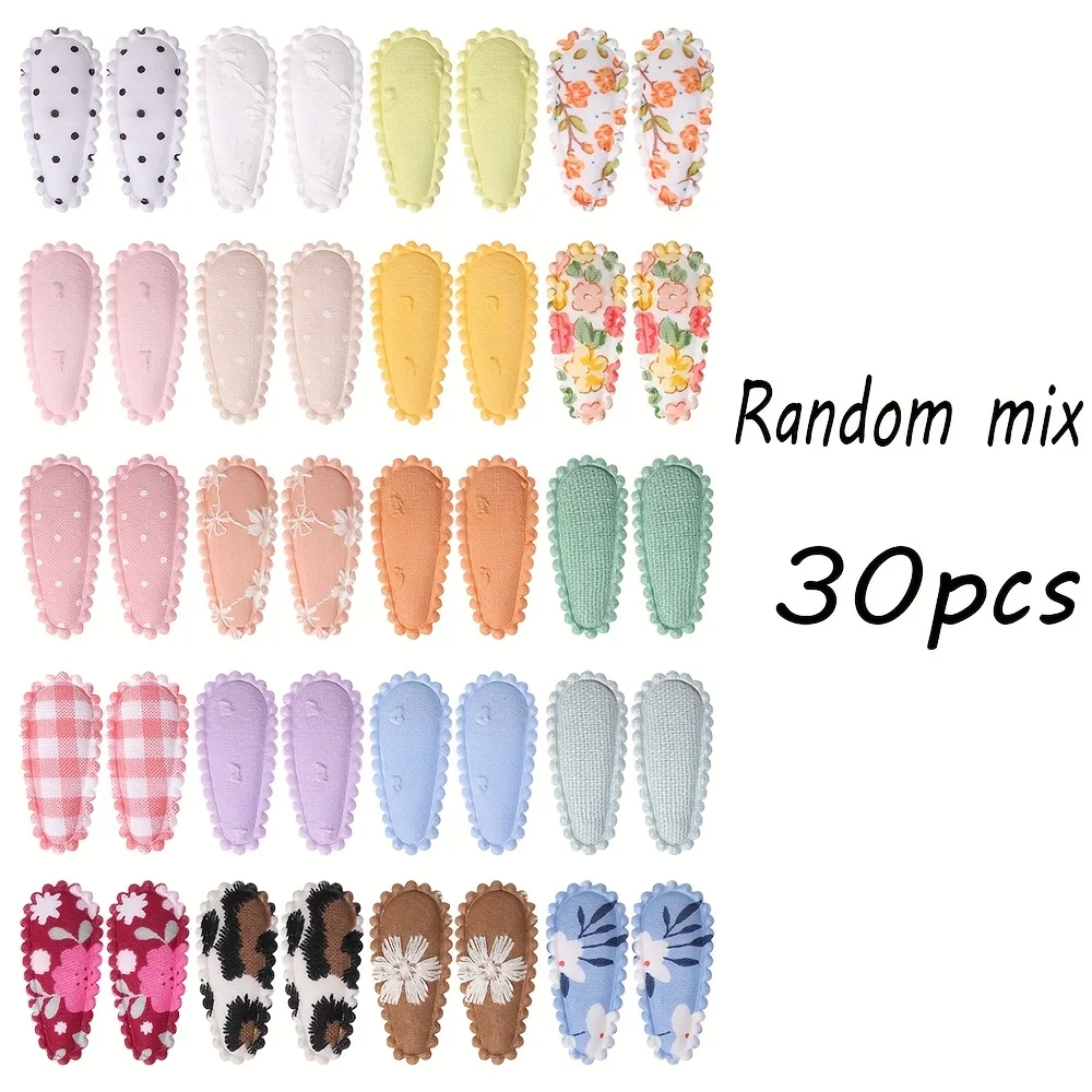 10/20/30pcs Mini random color Print Flower Hair Clips for Baby Girls Lovely Plaid Hairpins Headwear Kids Hair Accessories