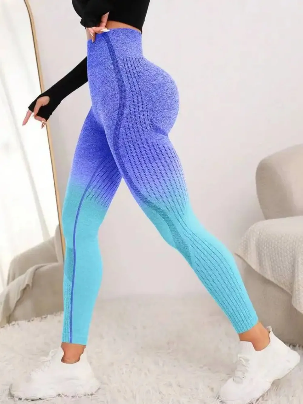 

Women's Sexy Yoga Leggings Gradient Seamless Sports Pants Fitness Clothing Work Out Leggins Booty Push Up Gym Tights Pantalones