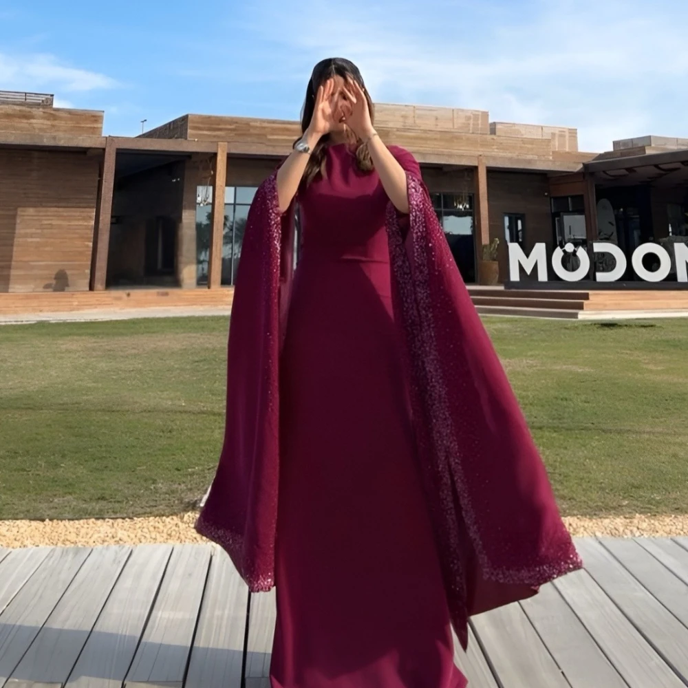 

Customized Matching Sexy Jersey Pleat Beading Sequined A-line High Collar Long Dresses Evening Dresses for Woman High Quality