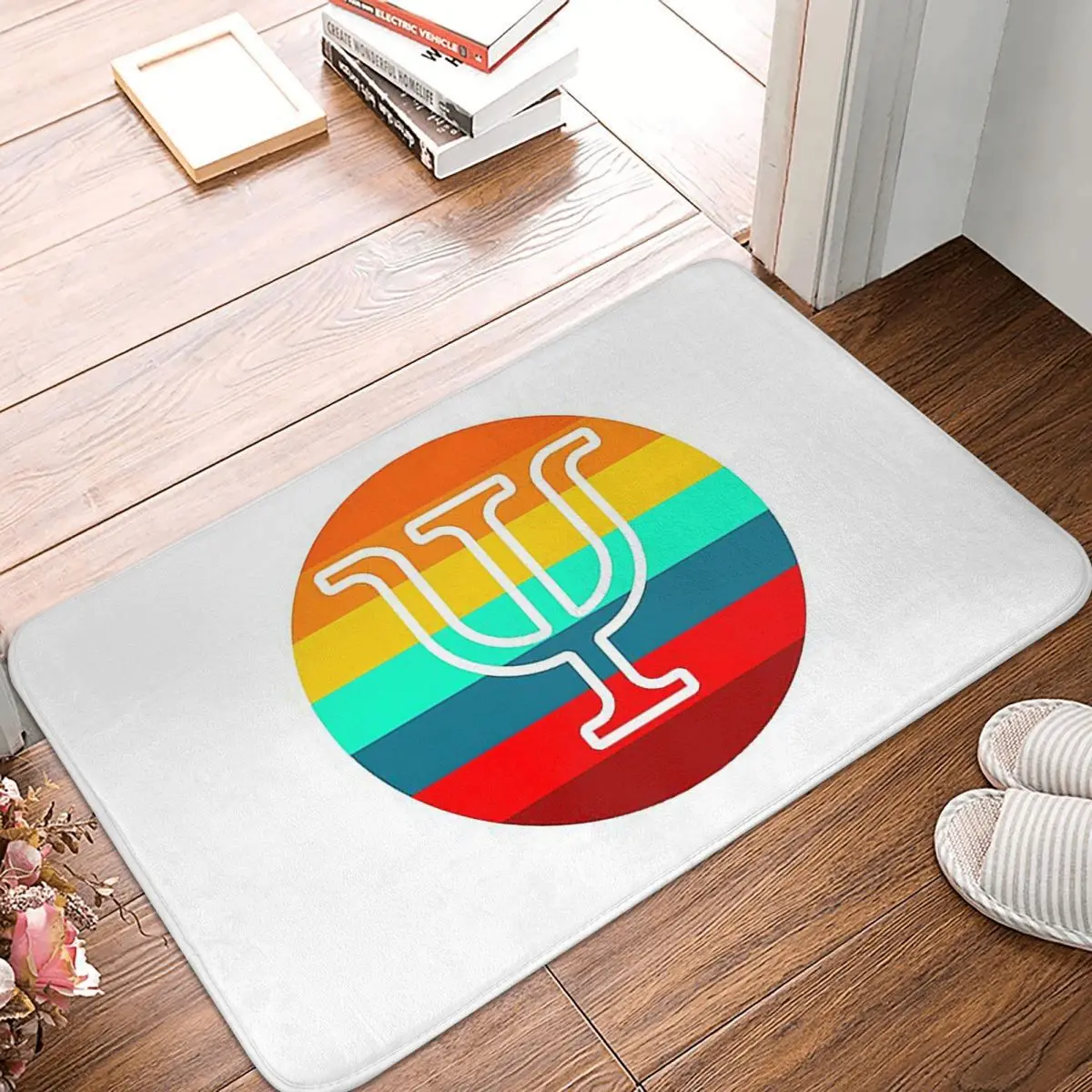 Sunset Psychology Psi Symbol With WhiteTransparent Doormat Rug Carpet Mat Footpad Absorbent Mat Front Room Corridor Kitchen