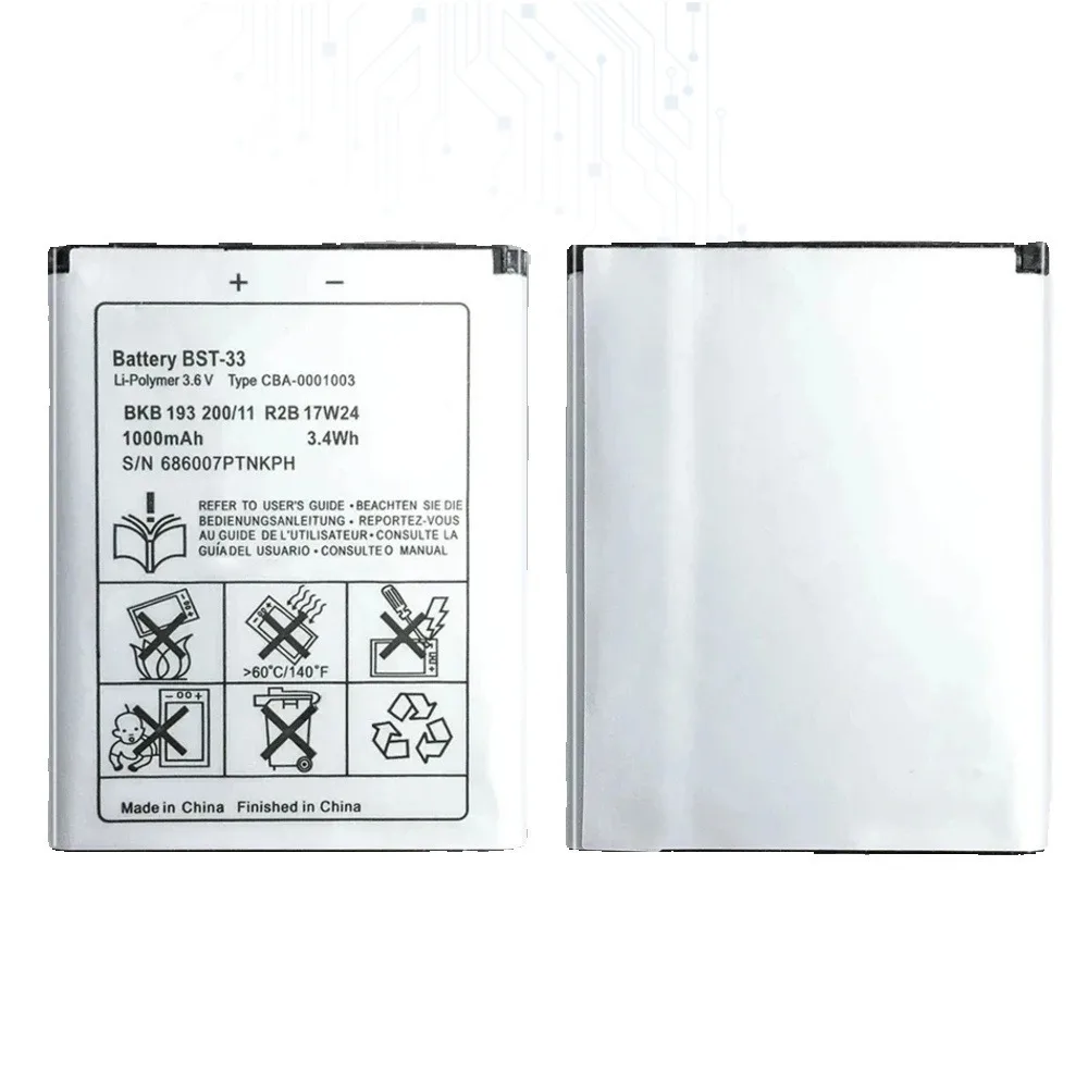 BST-33 For Sony Ericsson K800i K810i C702 C903 F305 G900 K550i K630i K660i W100I T700 T715 950mAh Cell Phone Battery