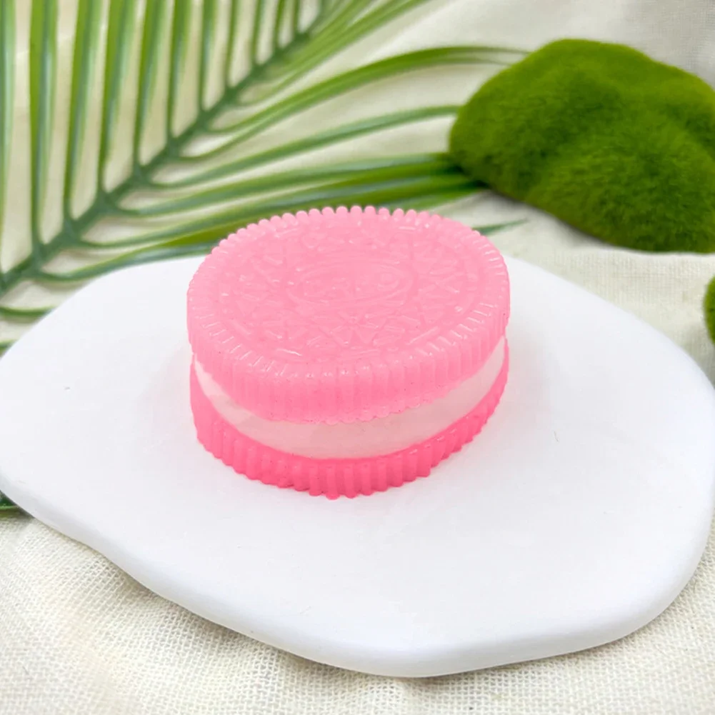 1Pc Mini Handmade Silicone Round Cookies Stress Relief Squishy Toy Mochi Taba Squishy New Fidget Toy Biscuit Pinching Toy