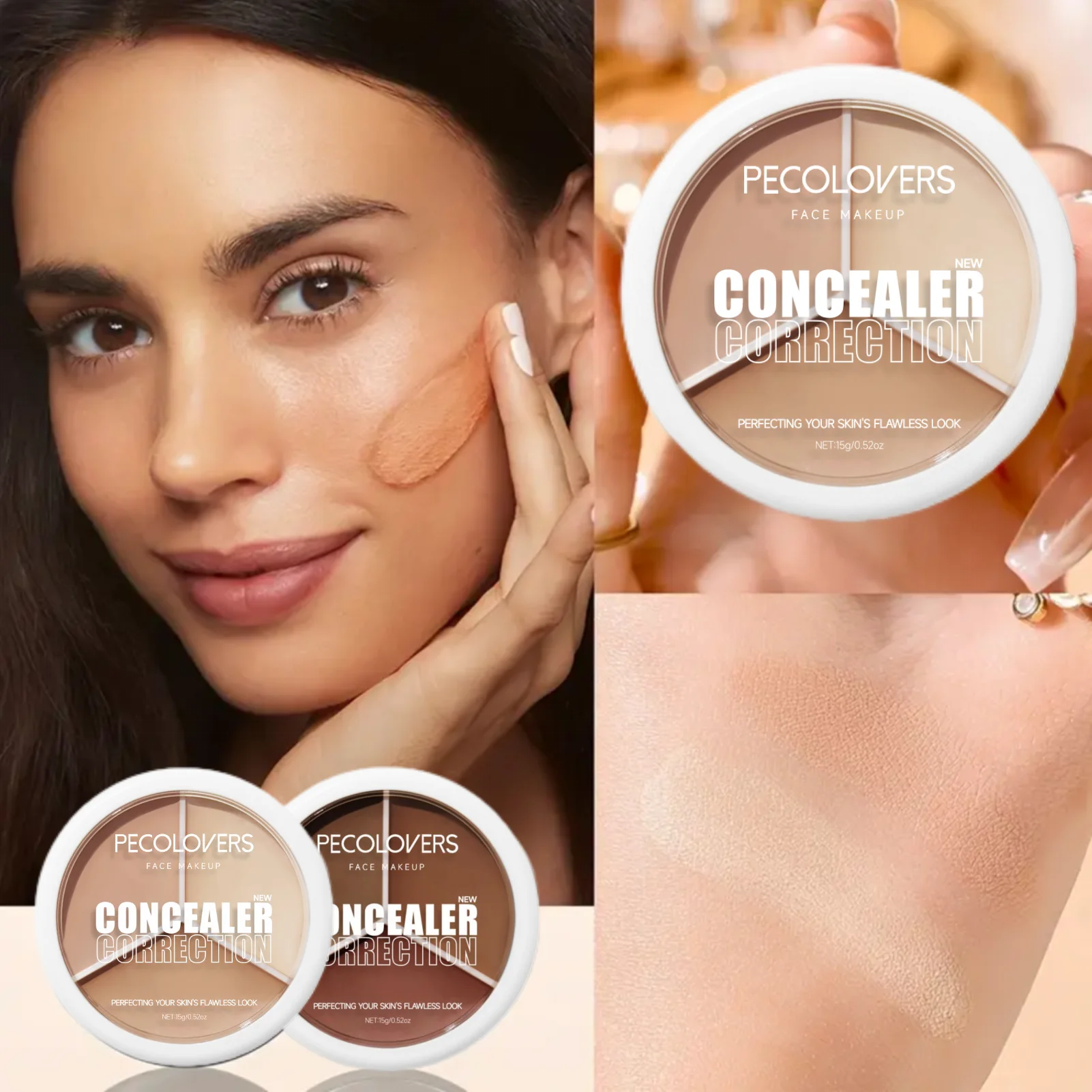 1 pz 3 tonalità correttore a copertura totale, pinze opache impermeabili a lunga durata per tutte le pelli, trucco correttore naturale per difetti di copertura