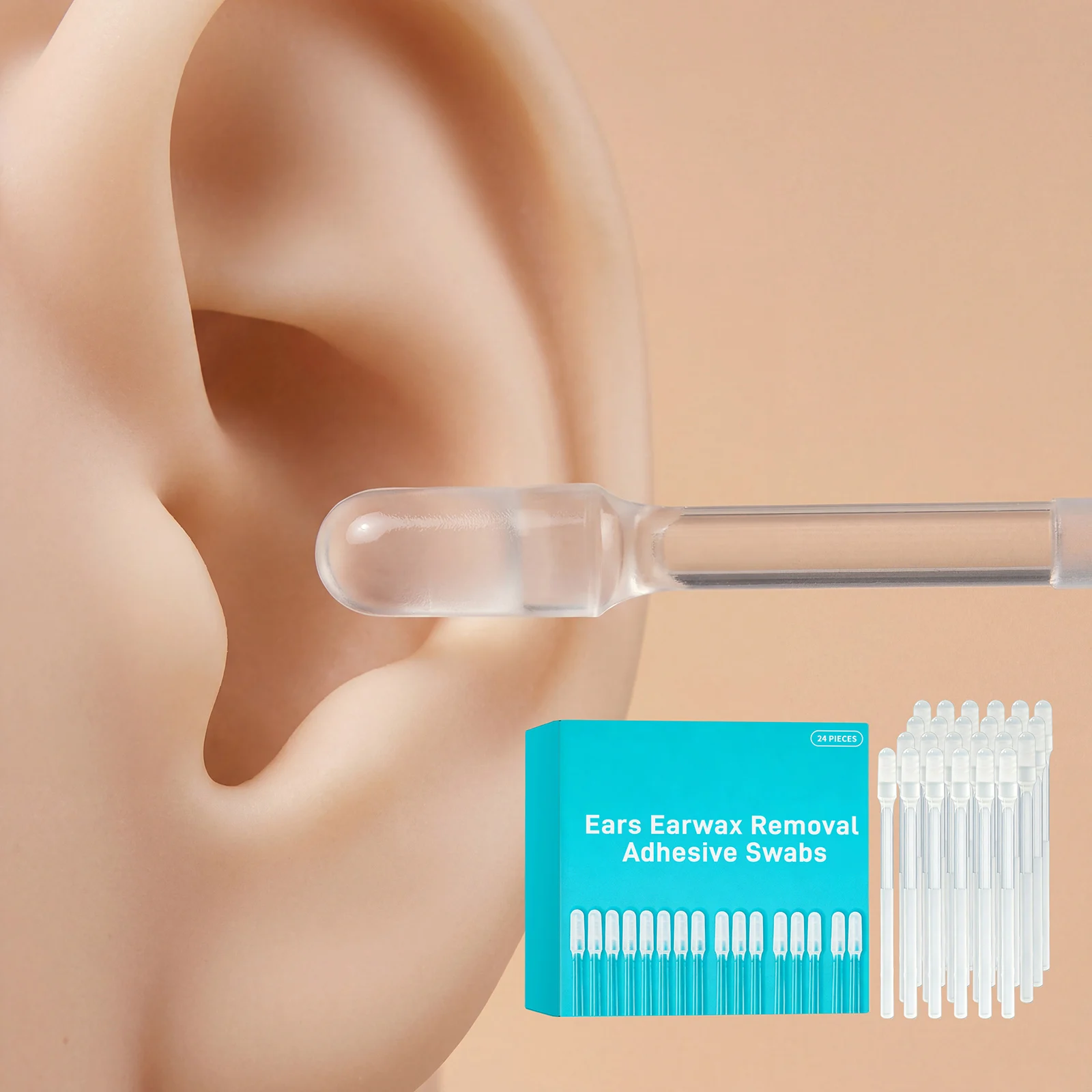 24pcs Disposable Ear Wax Removal Tools Soft Gel Sticky Ear Cleaning Sticks Reusable Gentle Ear Care Kit for Olders Adult Kid