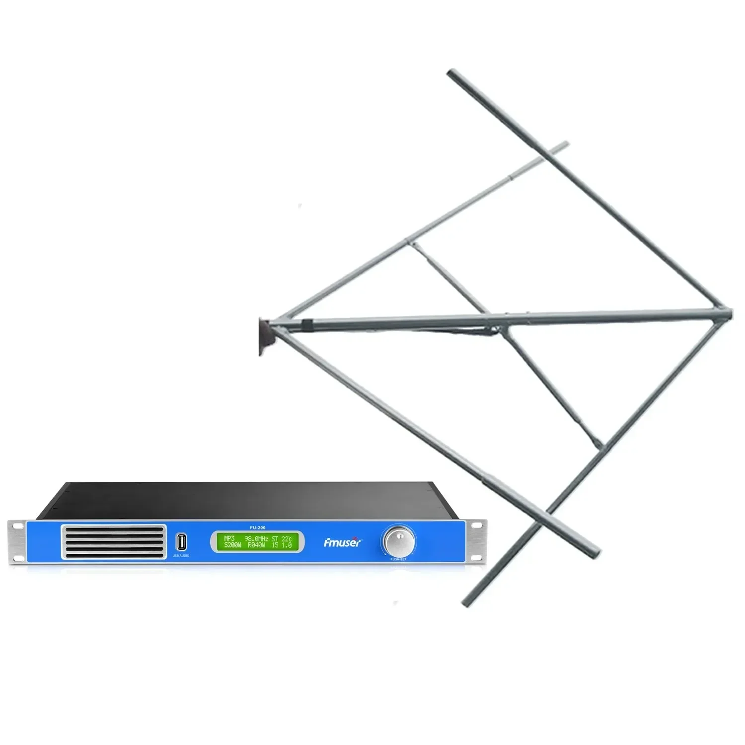 

FMUSER FU-200A 200W FM Radio Broadcast Transmitter + CP100 Circularly Polarized Antenna Kit For Church, Car Cinema