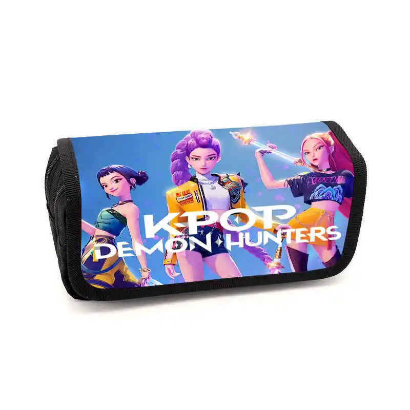 Kpop Demon Hunters Fully Printed Flap Pen Bag Stationery Box Pencil Case Primary and Secondary School Student School Bag Cartoon. กระเป๋า