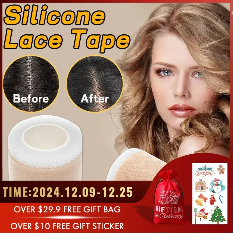 Lace Wig Grids Breathable Silicone Lace Melting Tape Waterproof Non-Slip Hair Extension Tape Durable Reusable for Frontal 150CM