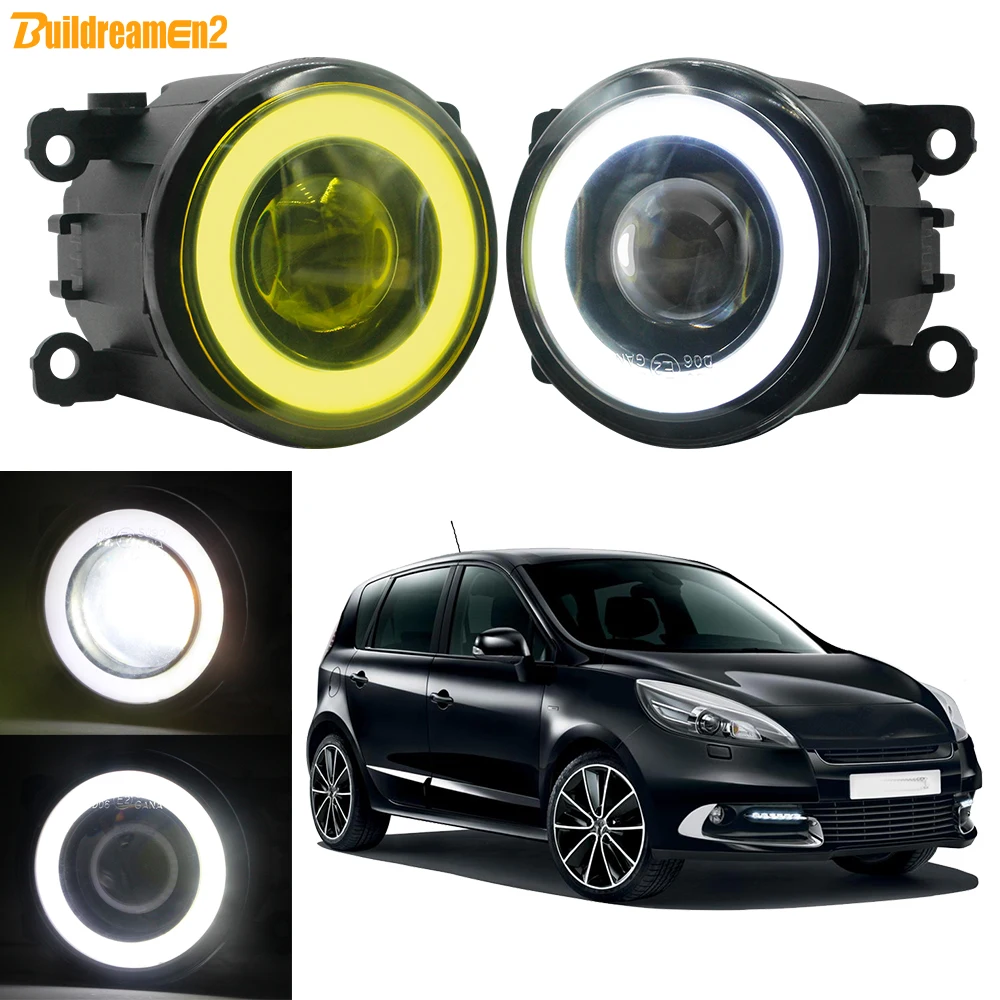 2 X LED Fog Light Angel Eye DRL For Renault Scenic IV 2016-2022 30W 3000LM Car Front COB Fog Daytime Running Lamp Assembly H11