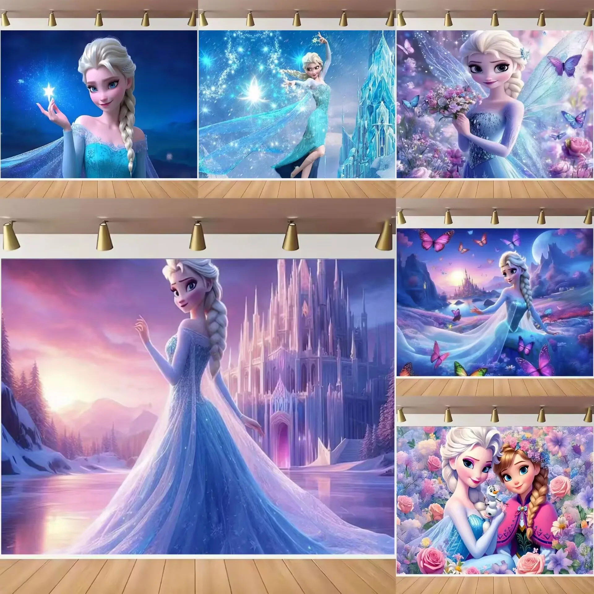 

Disney Frozen Happy Birthday Party Decoration Frozen Elsa Anna Princess Theme Backdrop Baby Shower Supplies Photo Prop Girl Gift