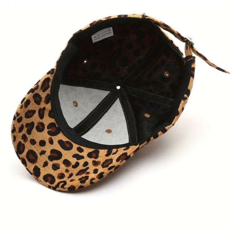 Leopard Print Suede Baseball Cap for Men and Women Stylish Curved Brim Outdoor Sun Protection Sun Hat Adjustable Retro Style