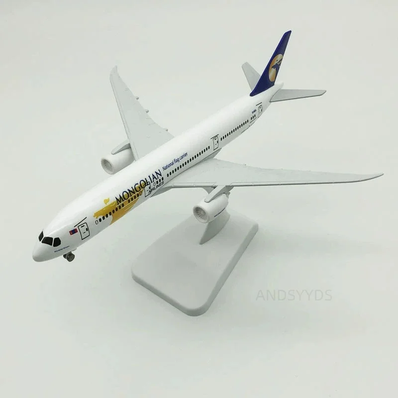 20cm Mongolia B787 Miniature Model Alloy Airplane Model Kit With Stand＆Wheel for Adult Aviation Enthusiasts Gift or Collection
